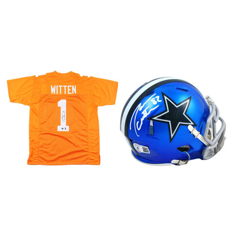 Jason Witten Signed Tennessee Vols Jersey & Jason Witten Signed Cowboys Flash Alternate Speed Mini Helmet