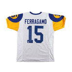 Vince Ferragamo Signed Nebraska Cornhuskers Jersey Inscribed "76 All American" & "Go Big Red!" & Vince Ferragamo Signed LA Rams Jersey Inscribed "79 NFC Champs"