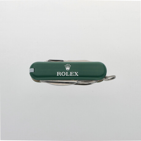 Rolex // Swiss Pocket Knife with 16 Collapsible Tools + Leather Case // Green