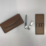 Rolex // Havana Leather Manicure Set // Set of 2 // Light Brown