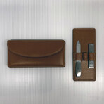 Rolex // Havana Leather Manicure Set // Set of 2 // Light Brown