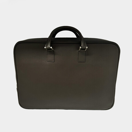 Rolex // Men's Saffiano Leather Briefcase // Dark Brown