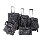 American Flyer Astor Collection 5-Piece Luggage Set // Black White