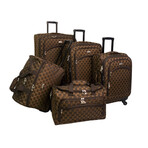 American Flyer Madrid 5-Piece Spinner Luggage Set // Brown