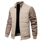 Mock Neck Quilted Jacket // Beige (M)