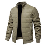 Mock Neck Quilted Jacket // Green (L)