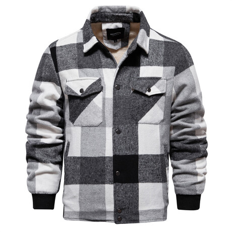 Gingham Pattern Flannel Jacket // Black + White (XS)