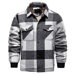 Gingham Pattern Flannel Jacket // Black + White (XL)