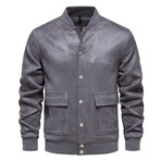 Button Up Bomber Jacket // Gray (L)