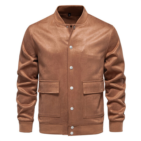 Button Up Bomber Jacket // Light Brown (XS)