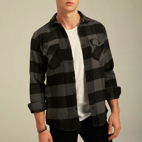 Checkered Flannel Shirt // Black + Dark Gray (XS)