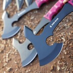 6 PCS Throwing Axes & Knives Set // Black Finish + Pink Scales