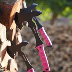 6 PCS Throwing Axes & Knives Set // Black Finish + Pink Scales