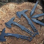 Throwing Axes + Knives Set // Set of 6 // Black Finish + No Scales