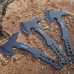 Throwing Axes + Knives Set // Set of 6 // Black Finish + No Scales