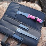 6 PCS Throwing Axes & Knives Set // Black Finish + Pink Scales