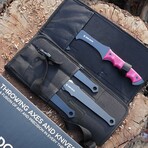 6 PCS Throwing Axes & Knives Set // Black Finish + Pink Scales