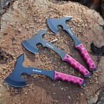 6 PCS Throwing Axes & Knives Set // Black Finish + Pink Scales