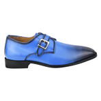 Gloria // Leather Classic Burnished Toe Monk Shoes // Royal Blue (US: 11.5)