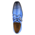 Gloria // Leather Classic Burnished Toe Monk Shoes // Royal Blue (US: 8.5)