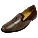 Warren // Leather Lizard Print Loafers Shoes // Brown (US: 10.5)