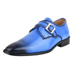 Gloria // Leather Classic Burnished Toe Monk Shoes // Royal Blue (US: 11.5)