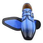 Gloria // Leather Classic Burnished Toe Monk Shoes // Royal Blue (US: 11.5)