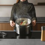 Leo Graphite Recycled 18/10 Stainless Steel Stockpot 8"// 3.6qt. With Glass Lid