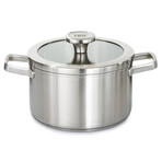 Leo Graphite Recycled 18/10 Stainless Steel Stockpot 8"// 3.6qt. With Glass Lid