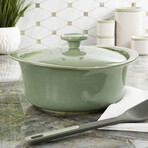 BergHOFF Leo Balance Ceramic Stoneware Casserole 9.5"// 4.5qt. With Ceramic Stoneware Cover // Sage