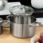 Leo Graphite Recycled 18/10 Stainless Steel Stockpot 8"// 3.6qt. With Glass Lid