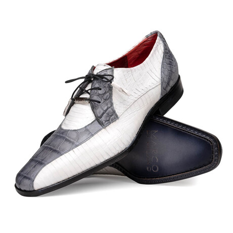 Moncalieri // Alligator Leather Oxford Shoes // White Gray (US: 8)