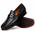 Enzo // Lizard Teju Leather Loafers // Black (US: 9.5)