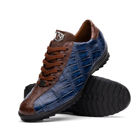 Saulo // Alligator + Ostrich Leather Sneakers // Blue Jeans (US: 8)