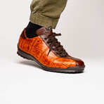 Saulo // Alligator + Ostrich Leather Sneakers // Brandy (US: 11.5)