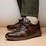 Brescia // Python + Calfskin Leather Sneakers // Wash Cognac (US: 10.5)