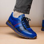 Brescia // Python + Calfskin Leather Sneakers // Electric Blue (US: 12)