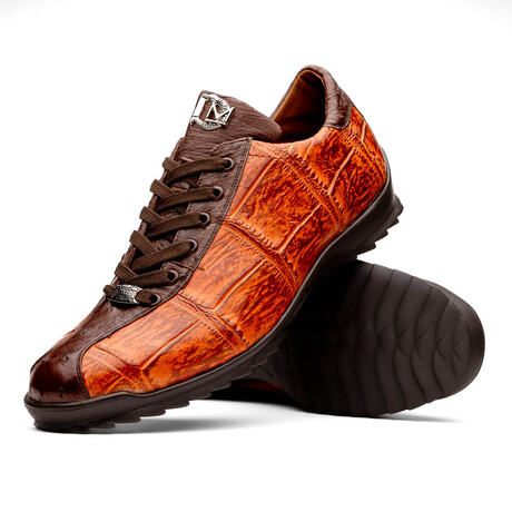 Saulo // Alligator + Ostrich Leather Sneakers // Brandy (US: 8)