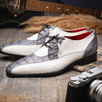 Moncalieri // Alligator Leather Oxford Shoes // White Gray (US: 12)