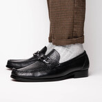 Enzo // Lizard Teju Leather Loafers // Black (US: 9.5)