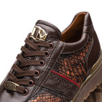 Brescia // Python + Calfskin Leather Sneakers // Wash Cognac (US: 11.5)