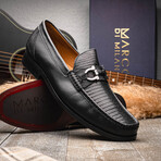 Enzo // Lizard Teju Leather Loafers // Black (US: 8)