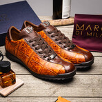 Saulo // Alligator + Ostrich Leather Sneakers // Brandy (US: 8)