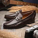 Enzo // Lizard Teju Leather Loafers // Brown (US: 11)