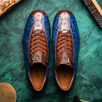 Saulo // Alligator + Ostrich Leather Sneakers // Blue Jeans (US: 11.5)