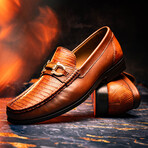 Enzo // Lizard Teju Leather Loafers // Cognac (US: 9.5)