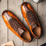 Saulo // Alligator + Ostrich Leather Sneakers // Brandy (US: 8.5)