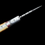 6.5" Damascus Pocket Knife // Handmade Pakka Wood + Bone Handle