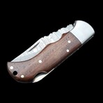 6.5" Damascus Pocket Knife // Handmade Bone Handle // Dark Brown