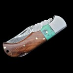 6.5" Damascus Pocket Knife // Handmade Epoxy + Rosewood Handle